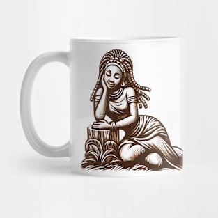 Afrocentric Woman Wooden Carving Mug